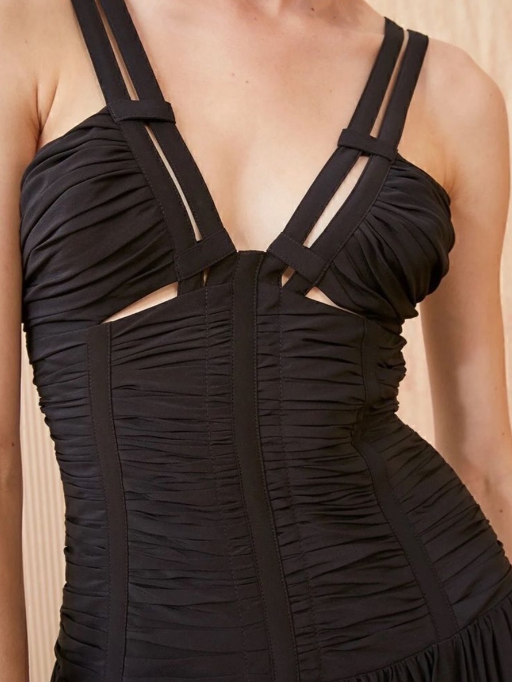 Ulla Johnson Anya Gown Noir 100% Silk Black Tie Ruched Evening Size 14 Sexy - Picture 4 of 16